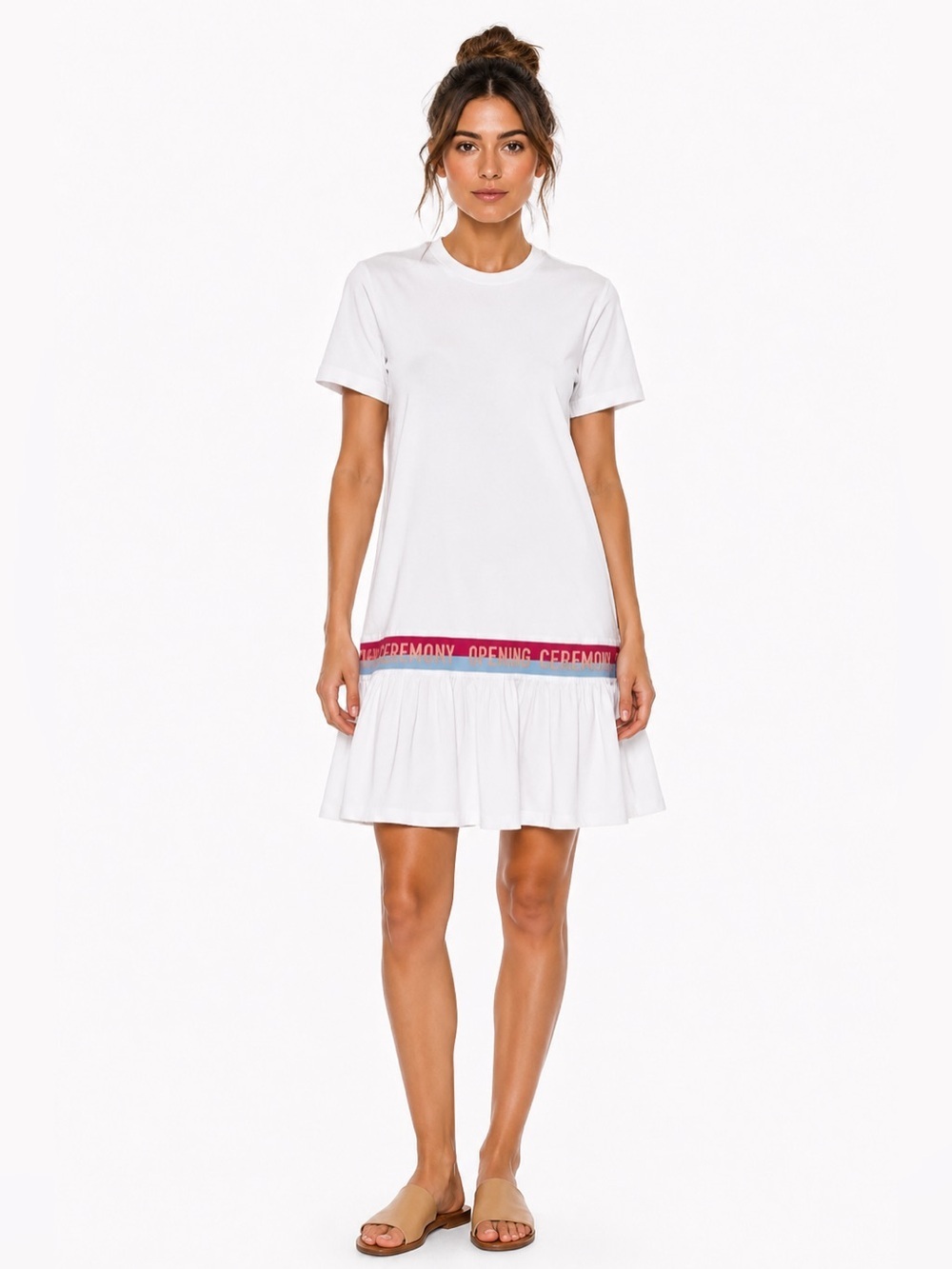 Opening Ceremony White Logo Band Drop Waist Dress Size M NWT